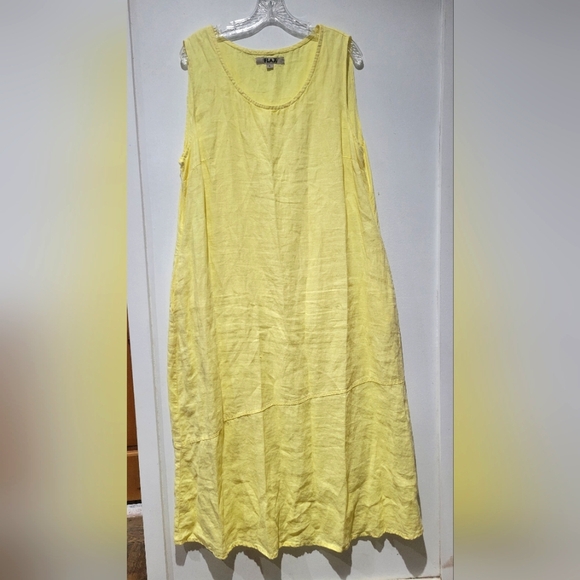 Flax Linen Maxi Dress Yellow - Picture 1 of 9